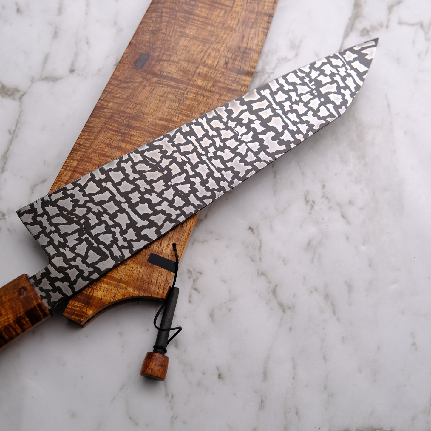 210mm "Camouflage" damascus Gyuto with matching saya