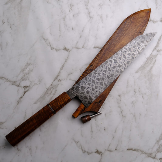 220mm Star damascus Gyuto with matching saya