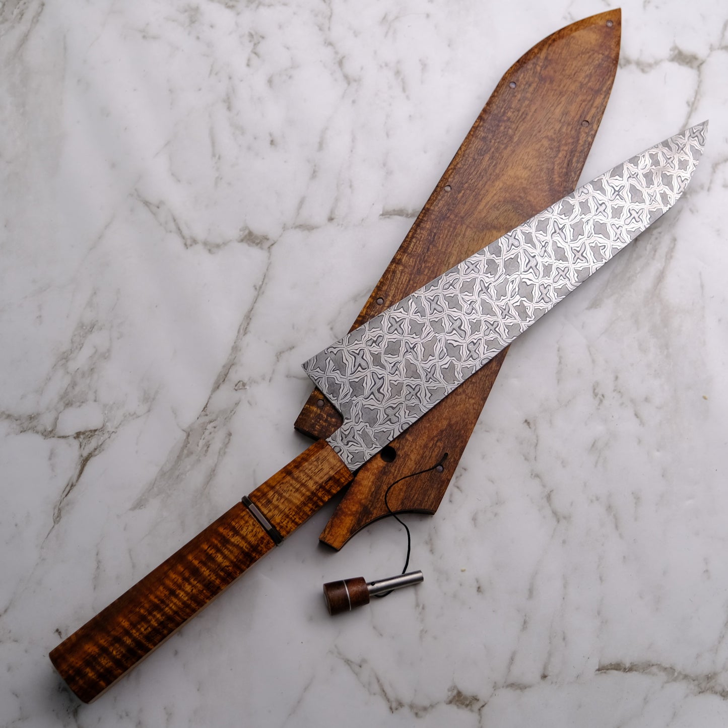 220mm Star damascus Gyuto with matching saya